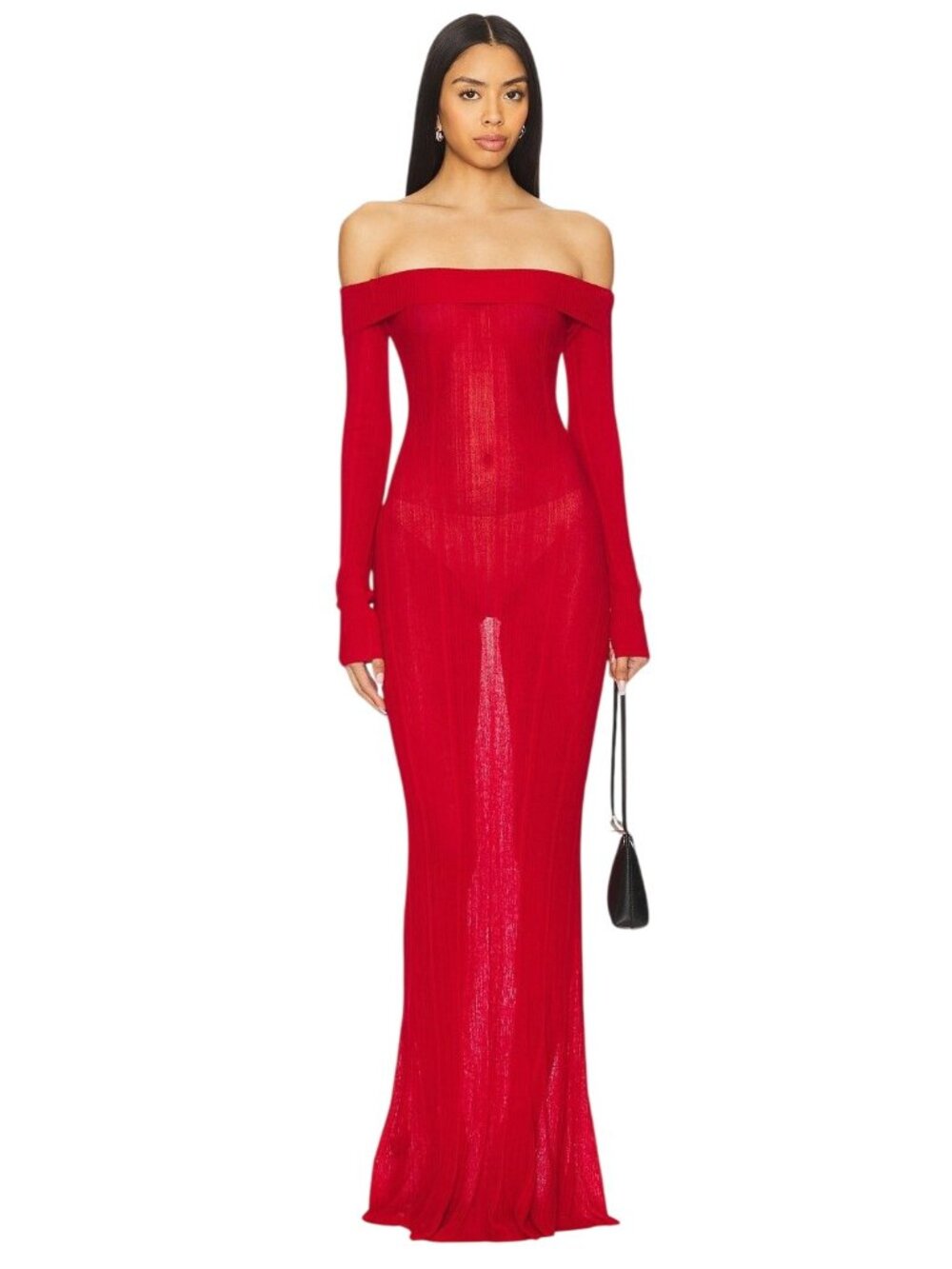 I.AM.GIA Anastasia Maxi Dress in Red Medium New Womens Knit Gown